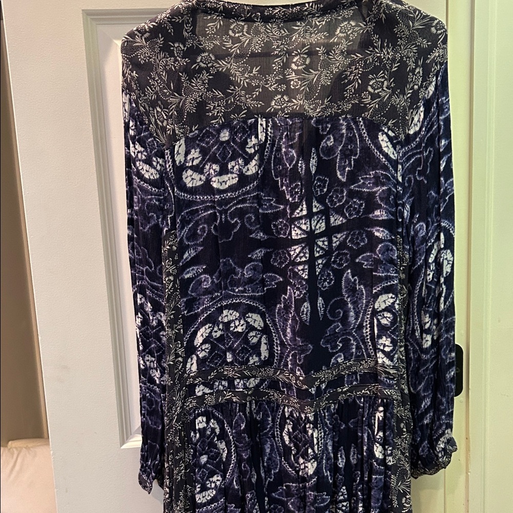 Free People Navy Floral/Batik Tunic
